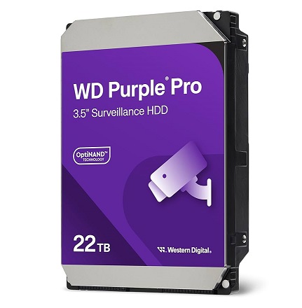 דיסק קשיח כונן אחסון פנימי 3.5 אינץ' סדרה סגולה ווסטרן דיגיטל Western Digital WD221PURP Purple Pro Smart Video Hard Drive 22TB 7200RPM 287MB/s 512MB Buffer 3.5 Inch Surveillance HDD SATA3